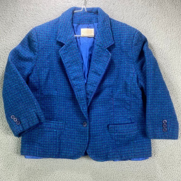 Vintage‎ Pendleton Blazer Womens 18 Blue Wool USA Chunky Career - Picture 1 of 16